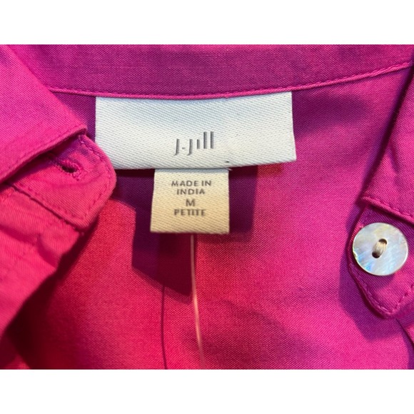 J Jill Pink Button Front Long Sleeve Pocket Shirt Women's Size Petite Med NWTags - Picture 2 of 10